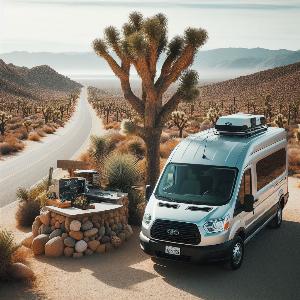 Ford Transit camper van, van life in Joshua Tree at sunset (13)